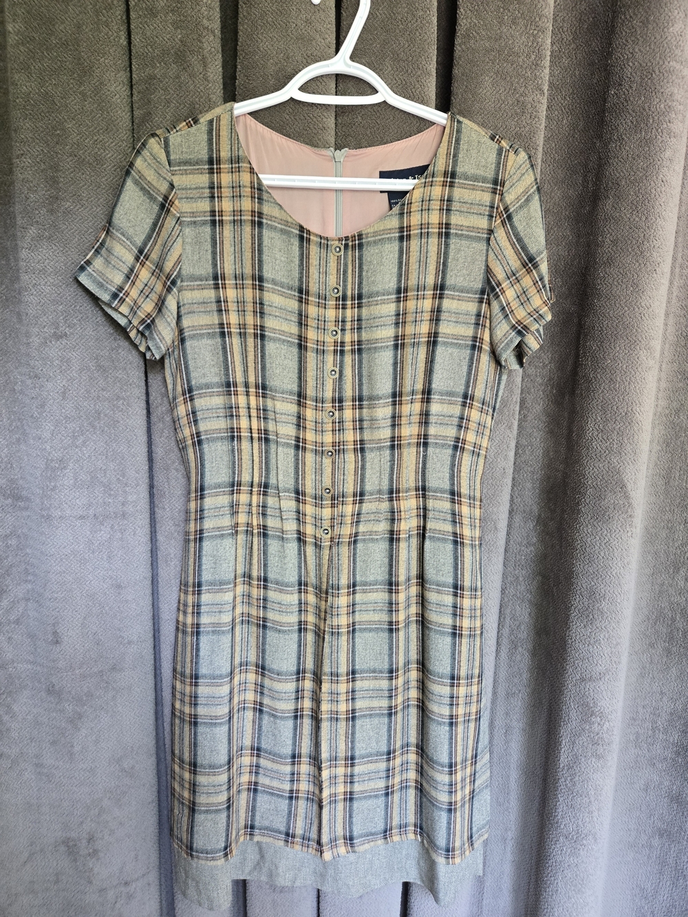 Tristan & Iseut Vintage 90s Plaid Shift Dress Preppy Schoolgirl Dark Academia 7 - Picture 15 of 16